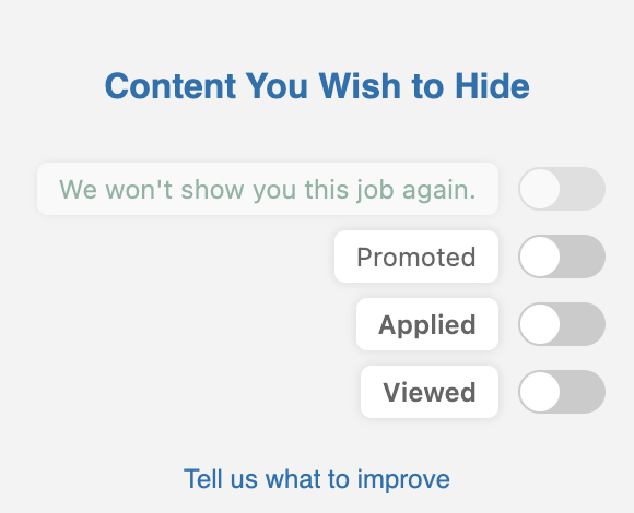 HideJobs filters to hide promoted, applied, and viewed jobs on LinkedIn