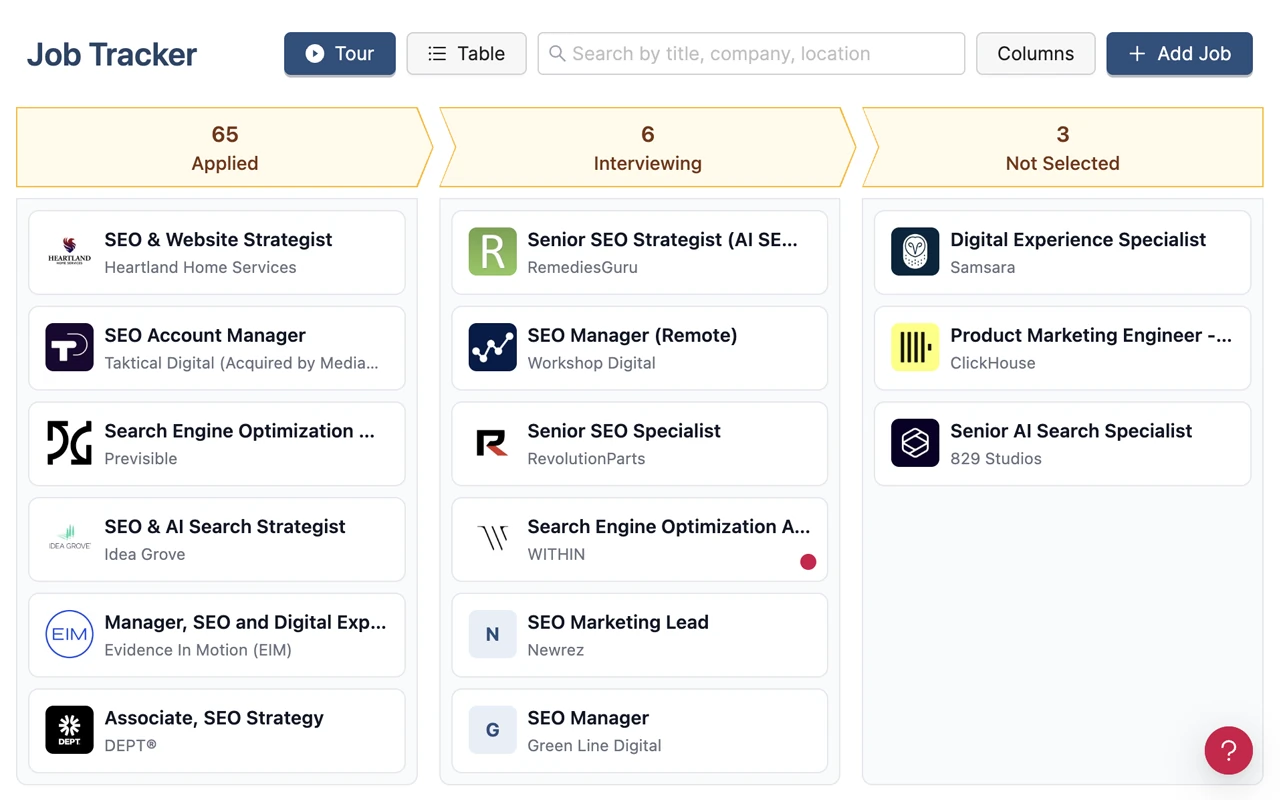 HideJobs job tracker