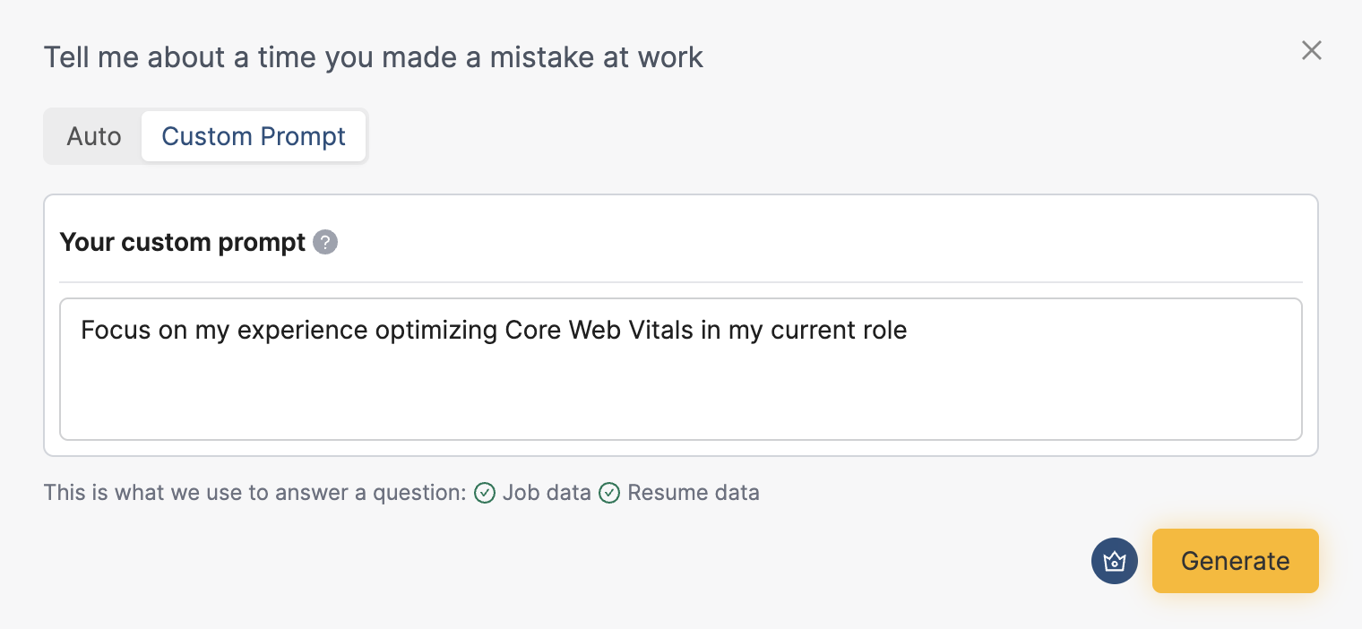 HideJobs AI STAR-method behavioral answer form