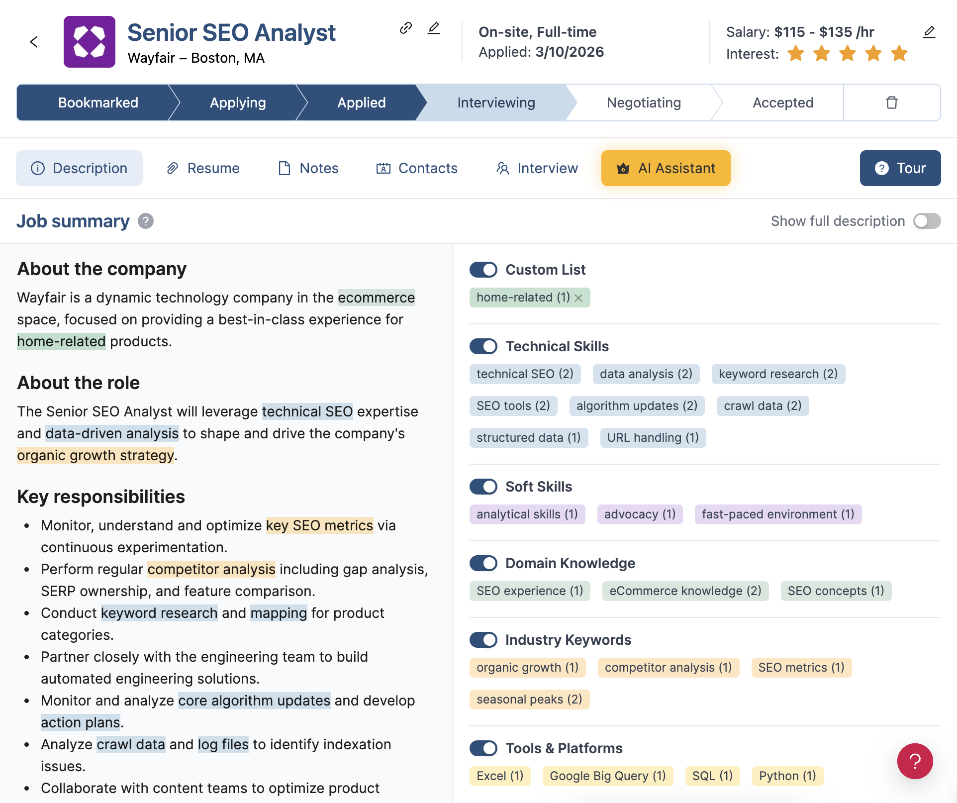 HideJobs AI job description summary