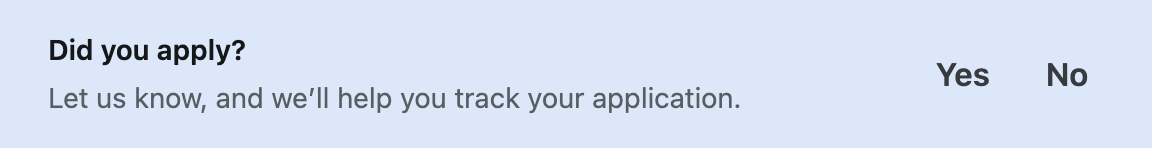 LinkedIn prompt asking if you applied after returning from an external application